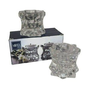 Vintage Mikasa Sparkling Star Crystal Glass Candle Holder, Set of 2